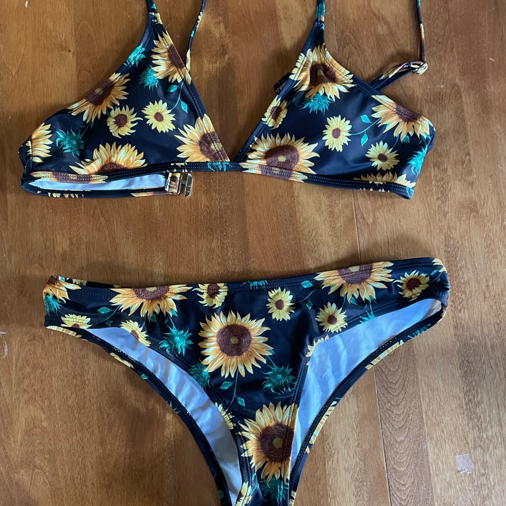 Sunflower Print Bikini Set
